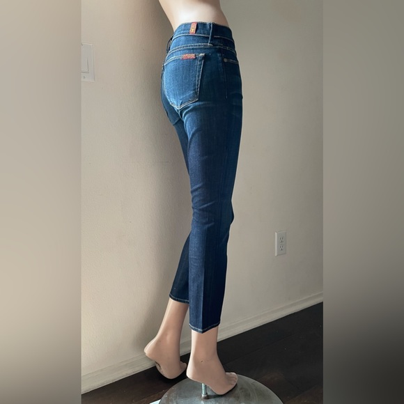 New Women's 7 For All Mankind Jeans Slim Straight Ankle leg In Blue SZ 24 - Picture 2 of 13